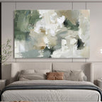 Green & Beige Abstract Fusion Painting On Canvas DKS045