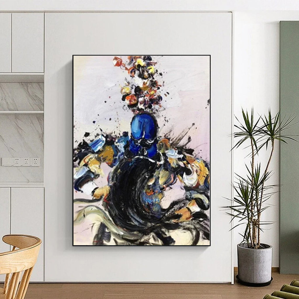 “Colorful Dynamic Figure” - Multicolor Abstract Figure Painting On Canvas PS0544