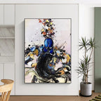 “Colorful Dynamic Figure” - Multicolor Abstract Figure Painting On Canvas PS0544