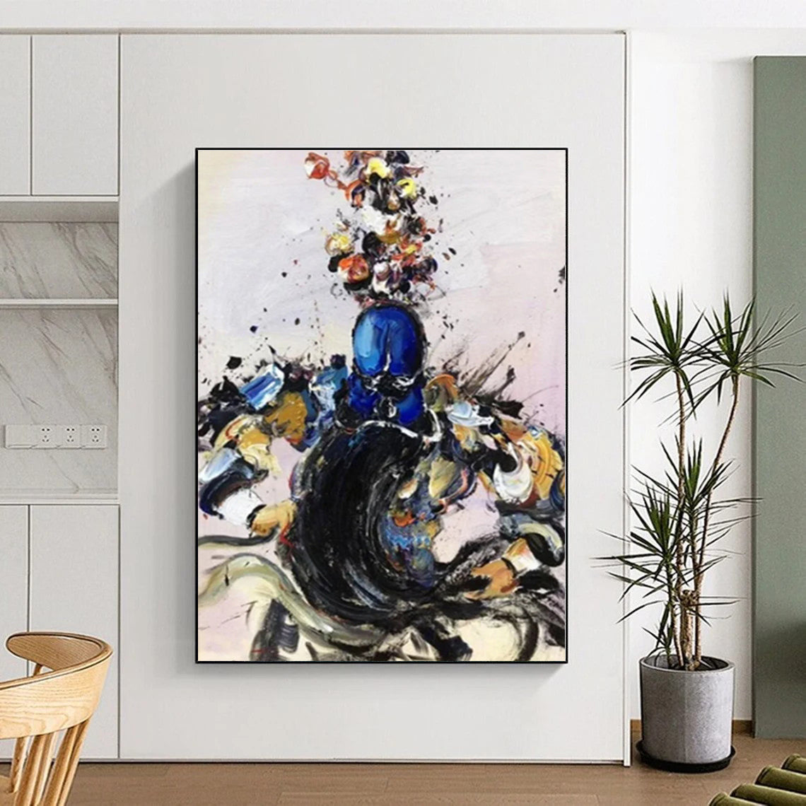 “Colorful Dynamic Figure” - Multicolor Abstract Figure Painting On Canvas PS0544