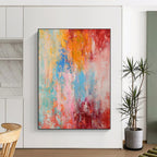 “Rainbow - Toned Abstract Burst” - Abstract Expressionist Painting On Canvas PS0030