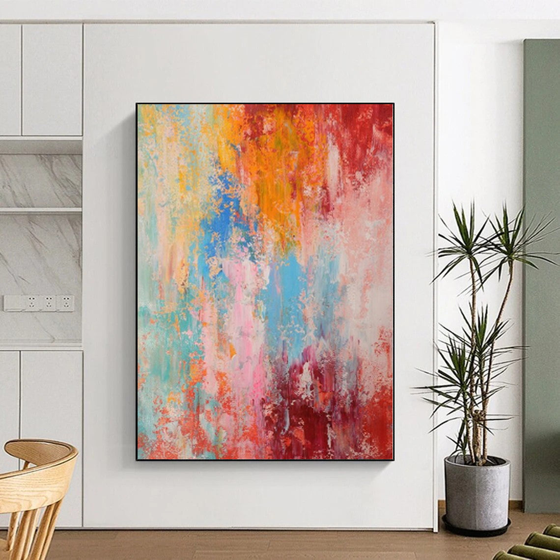 “Rainbow - Toned Abstract Burst” - Abstract Expressionist Painting On Canvas PS0030