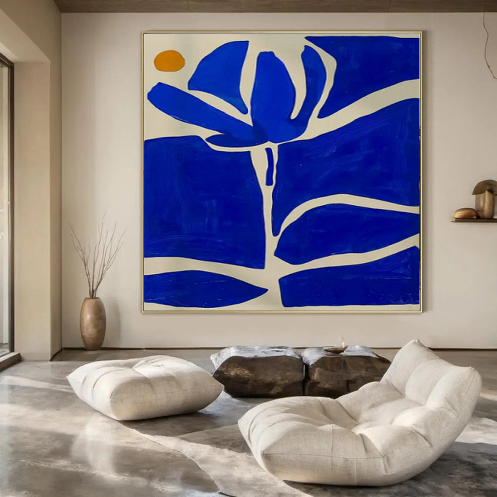 Blue and White Floral, "Blue Blossom" – Abstract Floral Painting On Canvas PS0949