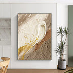 “Neutral Tones with Gold Accents” - Elegant, Abstract Painting On Canvas PT1487