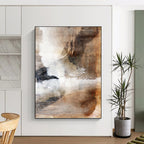 “Earth - Toned Collage” - Mixed Media Layers & Abstract Forms Painting On Canvas DS209