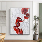 “Red - Blue - White Abstract Flowing Ribbons” - Graceful Abstract Painting On Canvas PS0307
