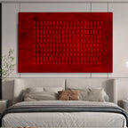 “Red Textured Grid” - Bold Red “Crimson Layers” Painting On Canvas PT1651