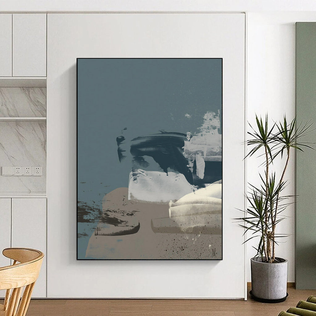 “Contrasting Tones Abstract” - Dark & Light Shapes with Subtle Textures Painting On Canvas DS242