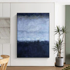 Cool Blue - Gray Layers, "Midnight Calm" – Abstract Landscape Painting On Canvas PS0897