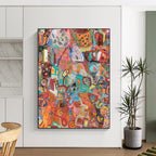“Colorful Abstract Collage” - Vivid Mixed - Media Abstract Painting On Canvas DS291