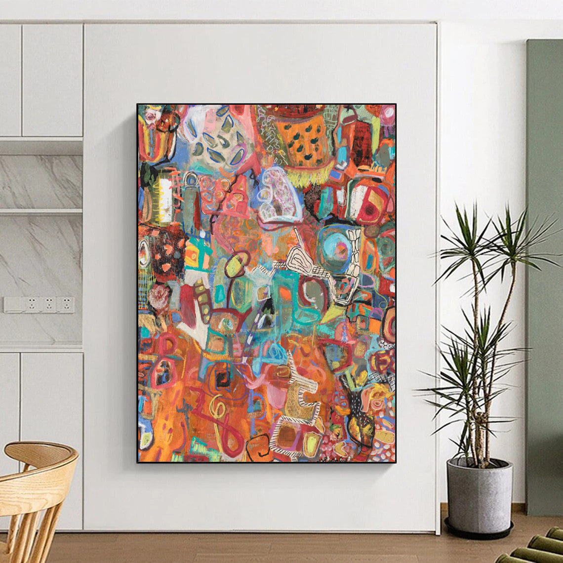 “Colorful Abstract Collage” - Vivid Mixed - Media Abstract Painting On Canvas DS291