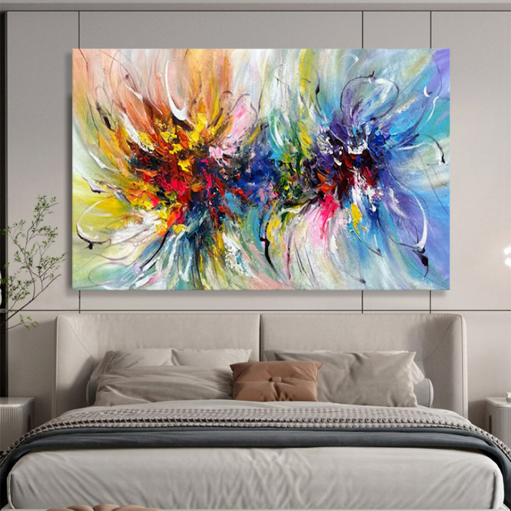 “Rainbow - Swirl Floral Burst” - Vivid - Colors Painting On Canvas PT1529