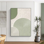 “Green and White Geometric Textures” - Modern, Abstract Painting On Canvas PT1488