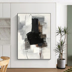 “Grey - Black Abstract Forms” - Minimalist Abstract Painting On Canvas PT1280