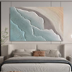 “Textured Blue - Gray Waves” - Relief - like Painting On Canvas PT1525