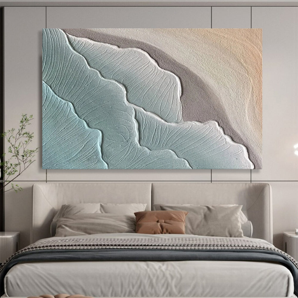 “Textured Blue - Gray Waves” - Relief - like Painting On Canvas PT1525