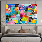 “Vibrant Mixed Shapes and Patterns” Pop Art Inspired Abstract Painting On Canvas PT1811