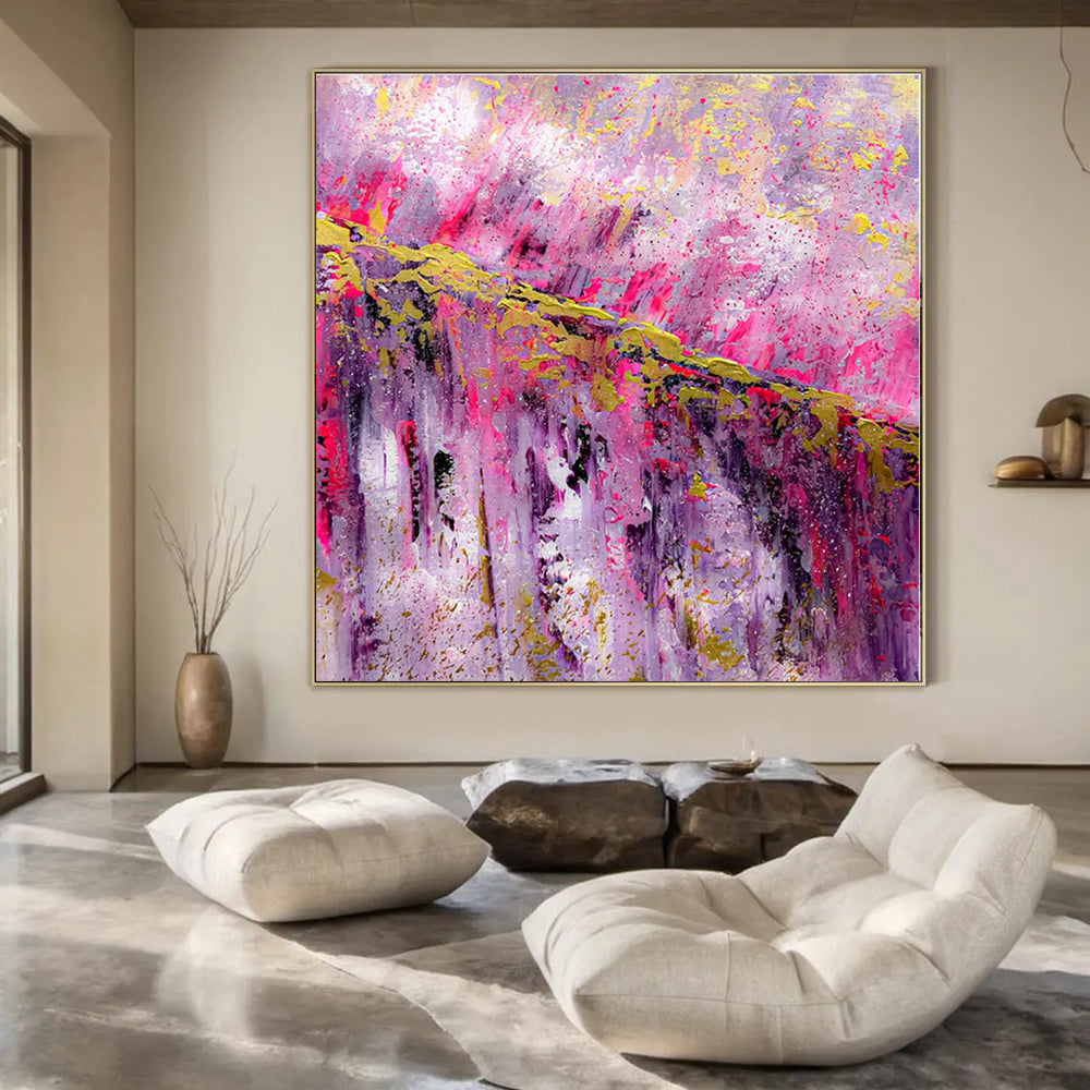 Pink and Purple Dripping Fantasy - Vivid Color Flow Abstract Painting On Canvas PS1237