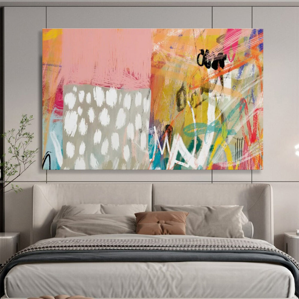 “Playful Pink - Orange Abstract” Abstract Painting On Canvas DKS198