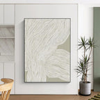 “Grey - White Wavy Lines” - Linear Abstract Painting On Canvas PT1119