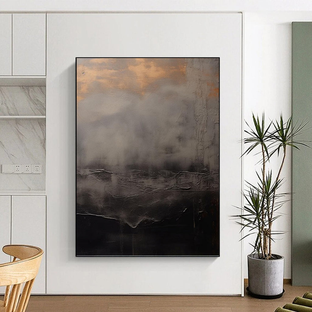 “Gray and Gold Mist” - Abstract, Atmospheric - Styled Painting On Canvas PT1662