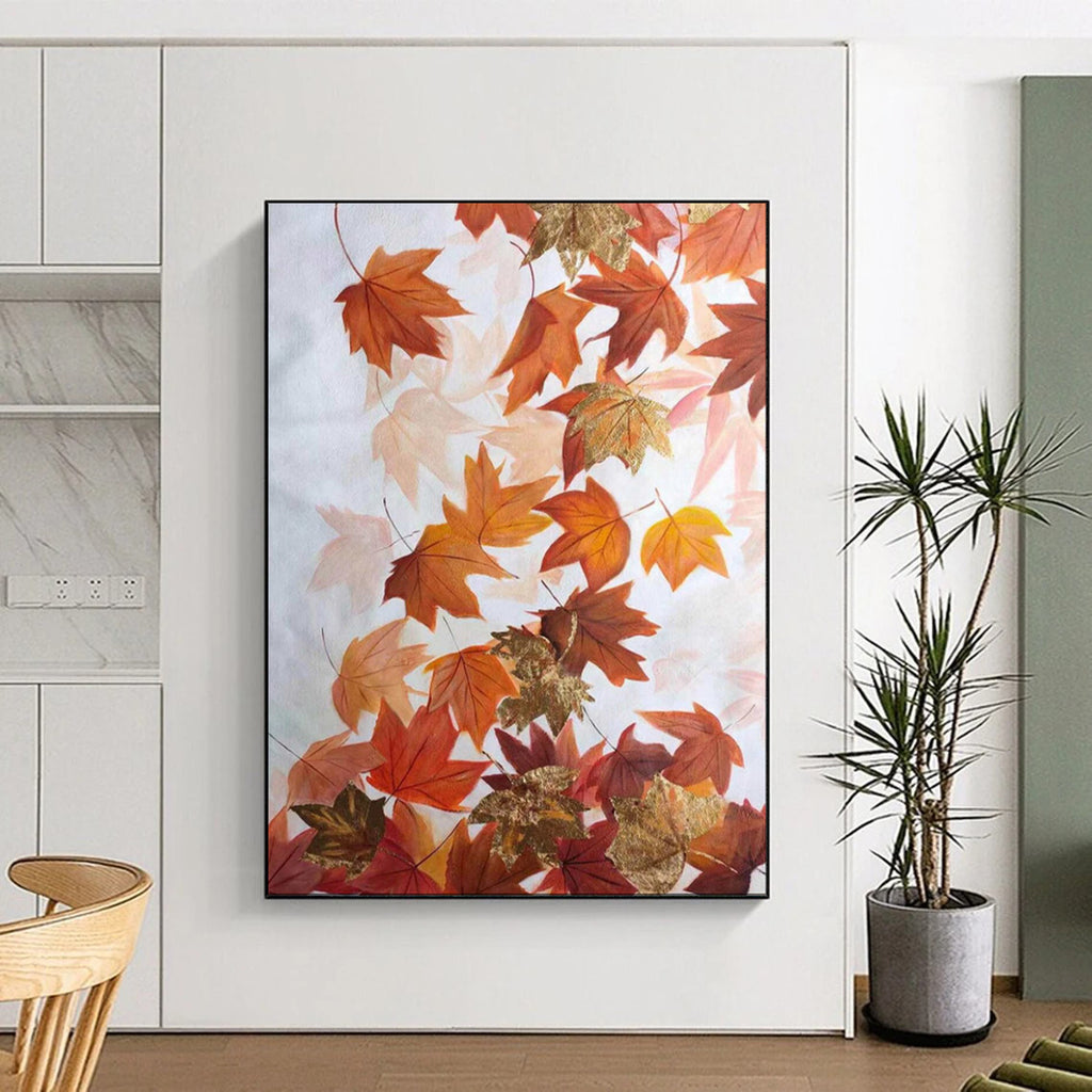 “Orange - Gold Autumn Leaves” - Painting On Canvas PT2079