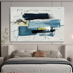 Cool Blues and Dynamic Lines - Modernist Abstract Painting On Canvas DKS318