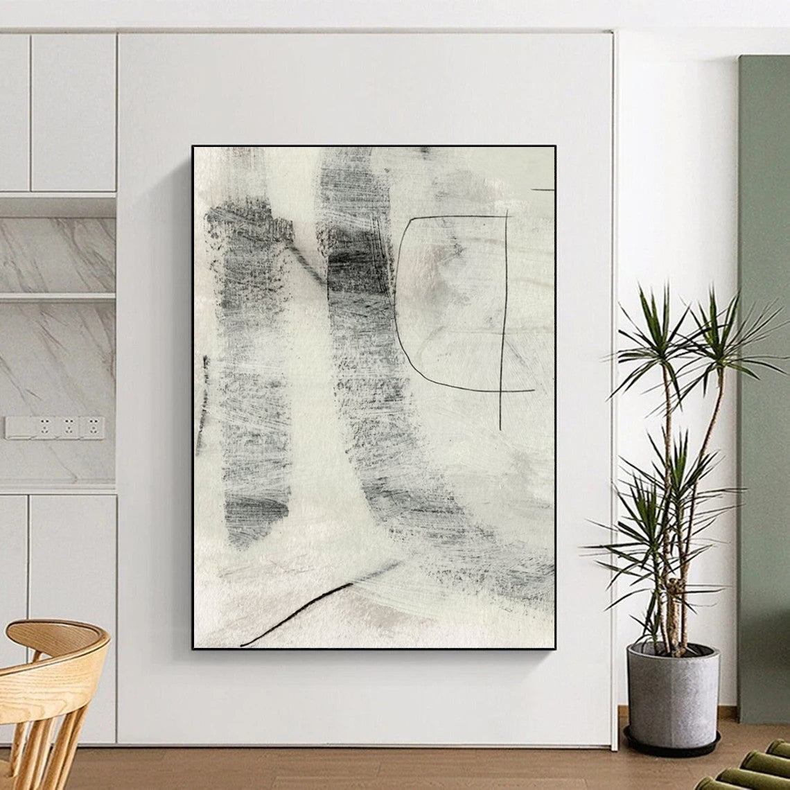 “Monochrome Textured Marks” - Gray & Black with Subtle Textures Painting On Canvas DS213