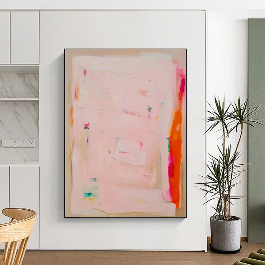 “Pastel Pink Abstract” - Soft Abstract Painting On Canvas PS0078