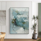 “Blue - Green Abstract Energetic Strokes” - Vivid Abstract Painting On Canvas PS0368