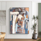 “Blue - Gray Abstract Shapes” - Abstract Expressionist Painting On Canvas DS041