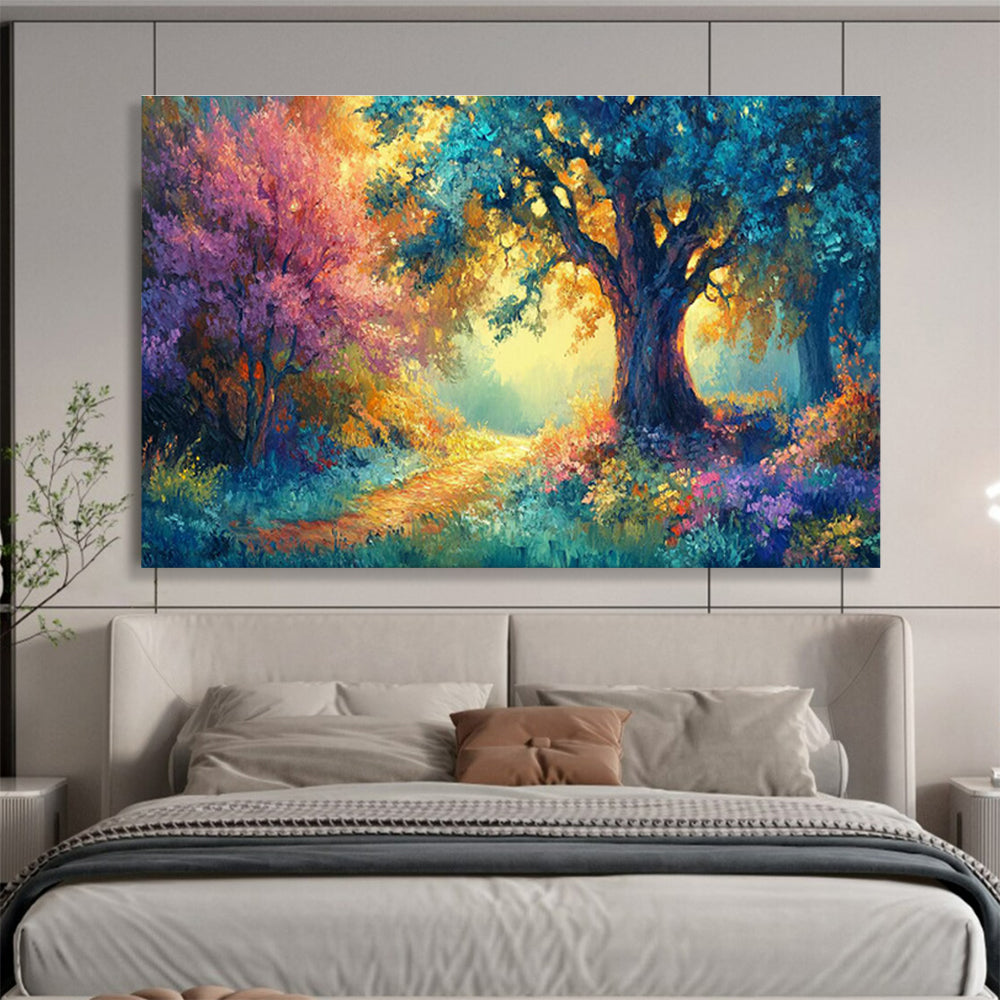 “Enchanted Forest Path” - Colorful Landscape, Fantasy Forest Oil Painting On Canvas DKS697