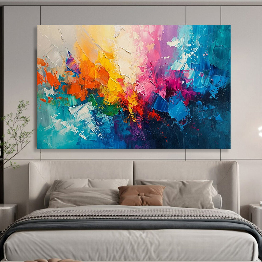 “Rainbow Explosion in Vivid Colors” - Abstract Expressionist Painting On Canvas PT049