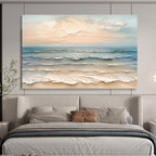 “Textured Beach Waves” - Impasto Oil Painting On Canvas DKS795