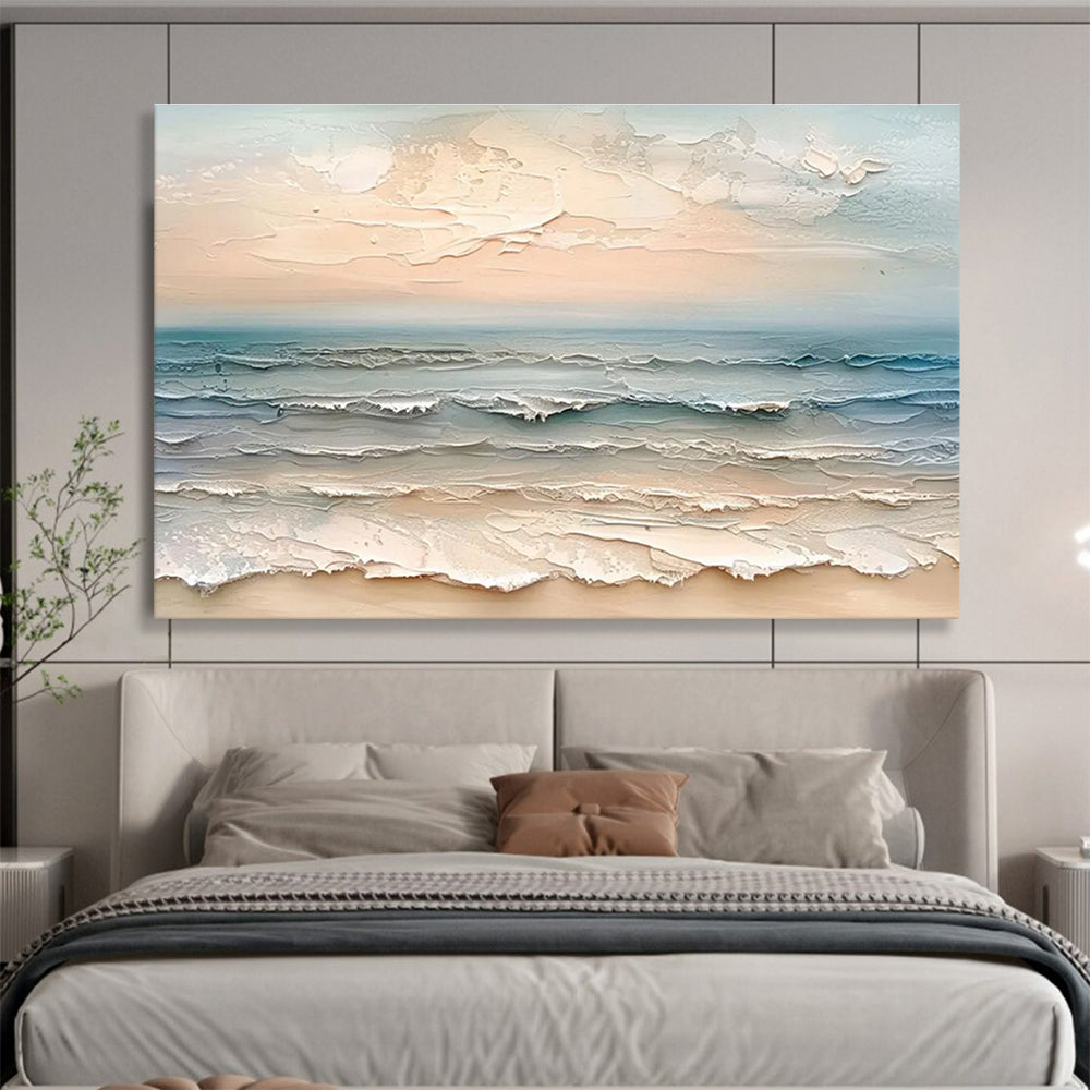 “Textured Beach Waves” - Impasto Oil Painting On Canvas DKS795