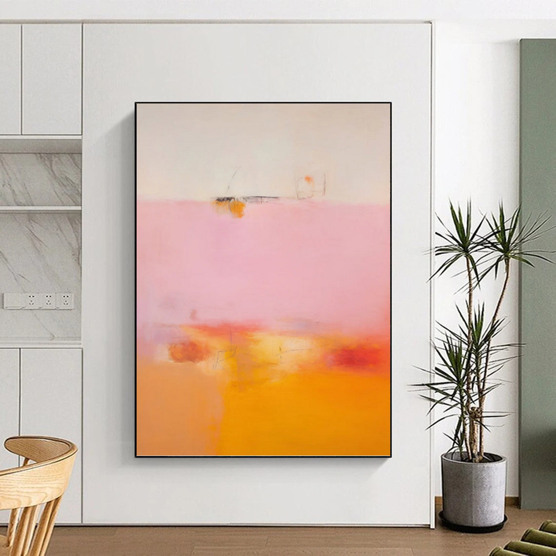 “Pink and Orange Abstract” - Soft Gradient Painting On Canvas PT0992