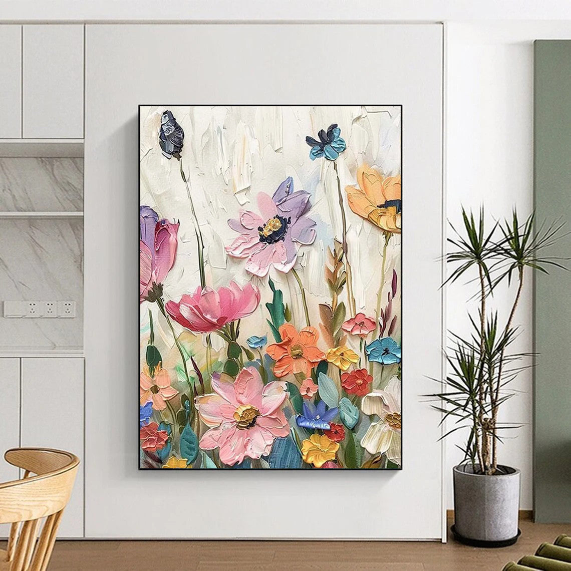 Colorful 3D Flower Field Textured Painting On Canvas DS081