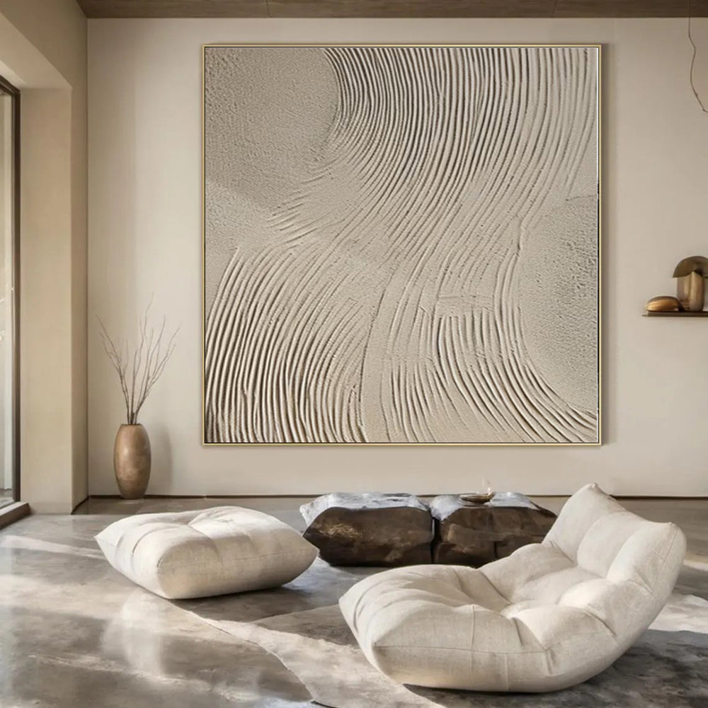 “Beige Textured Abstract” - Minimalist Abstract Painting On Canvas PS0111