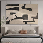 Black and White Geometric Abstract Painting On Canvas DKS085
