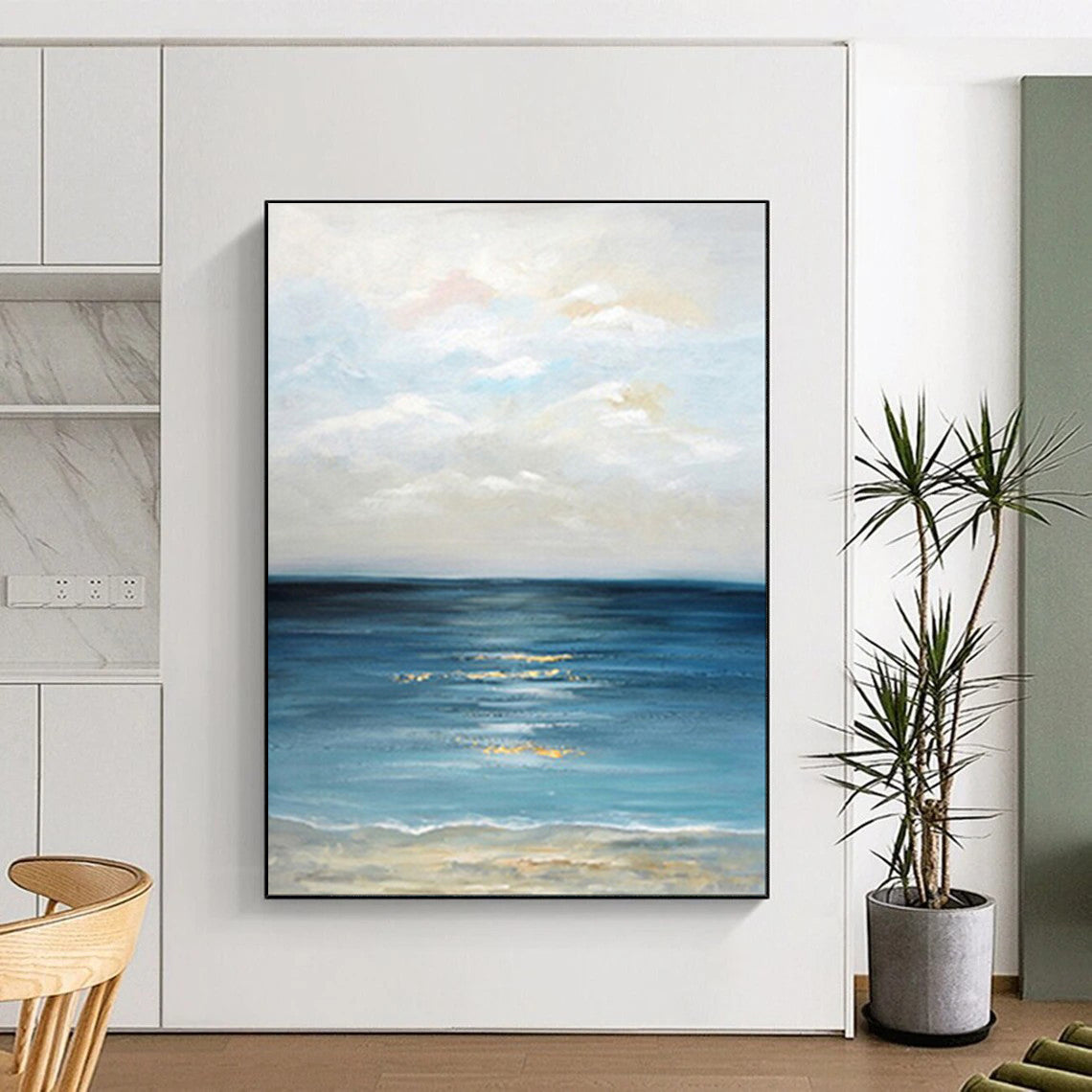 “Seascape with Golden Reflections” - Impressionist Painting On Canvas PT2020