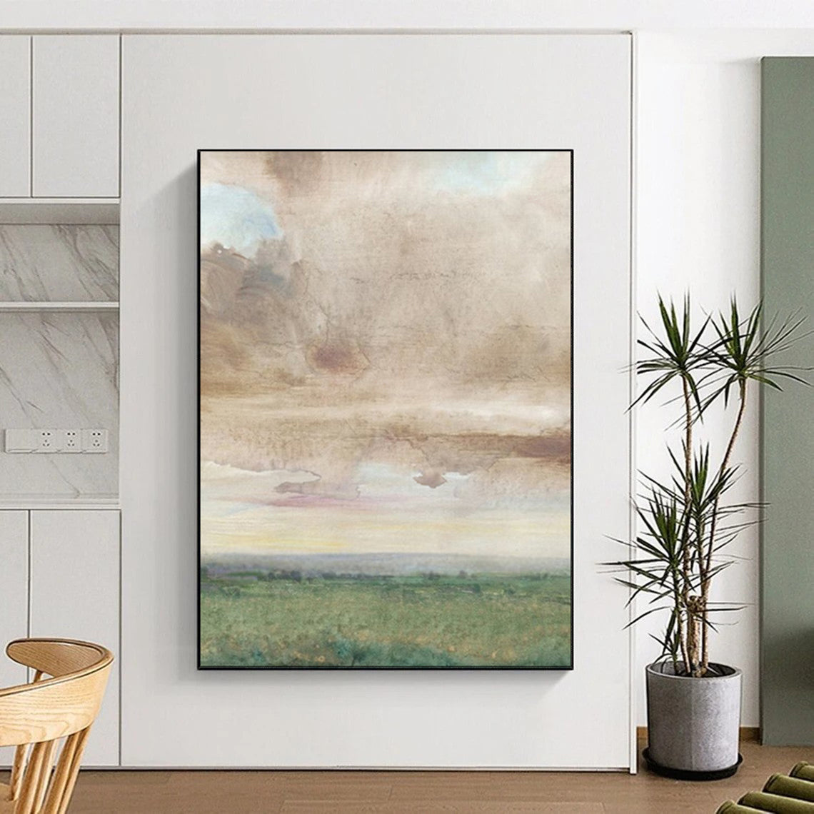 Soft Sky Landscape, Watercolor Impression, Constable - Inspired, Painting On Canvas PT2116
