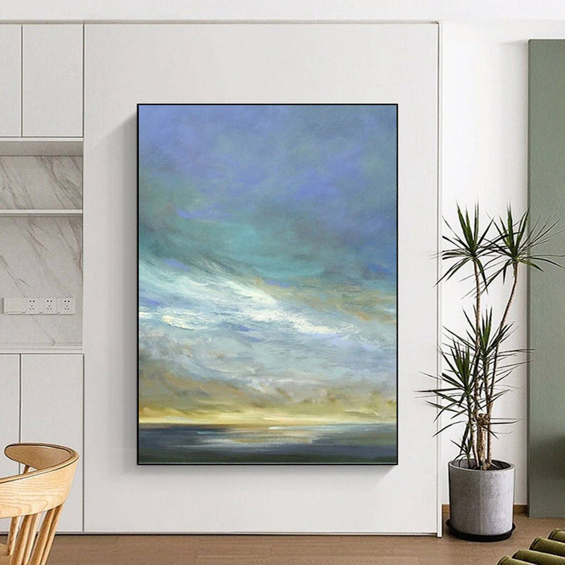 “Sky and Sea Variation: Soothing Impressionistic Art” - Calming Coastal Art On Canvas PT0954