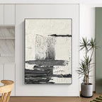 “Textured Black and White Abstract Composition” - Layered Abstract Painting On Canvas DS388