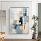 “Blue - Gold Abstract” - Abstract Expressionist Painting On Canvas PT2342