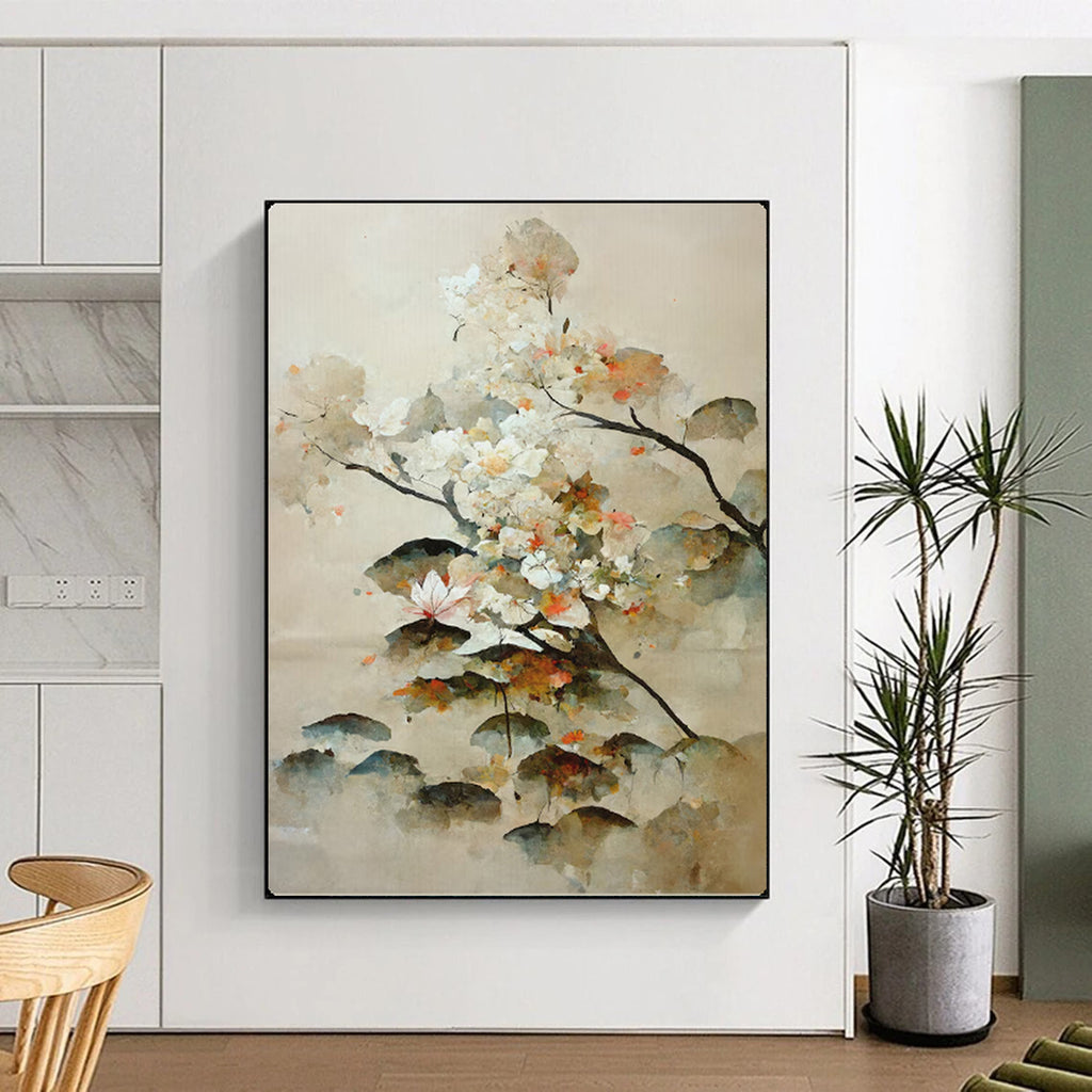 Ethereal Blooms Soft - Hued Floral Watercolor, Painting On Canvas PT2154