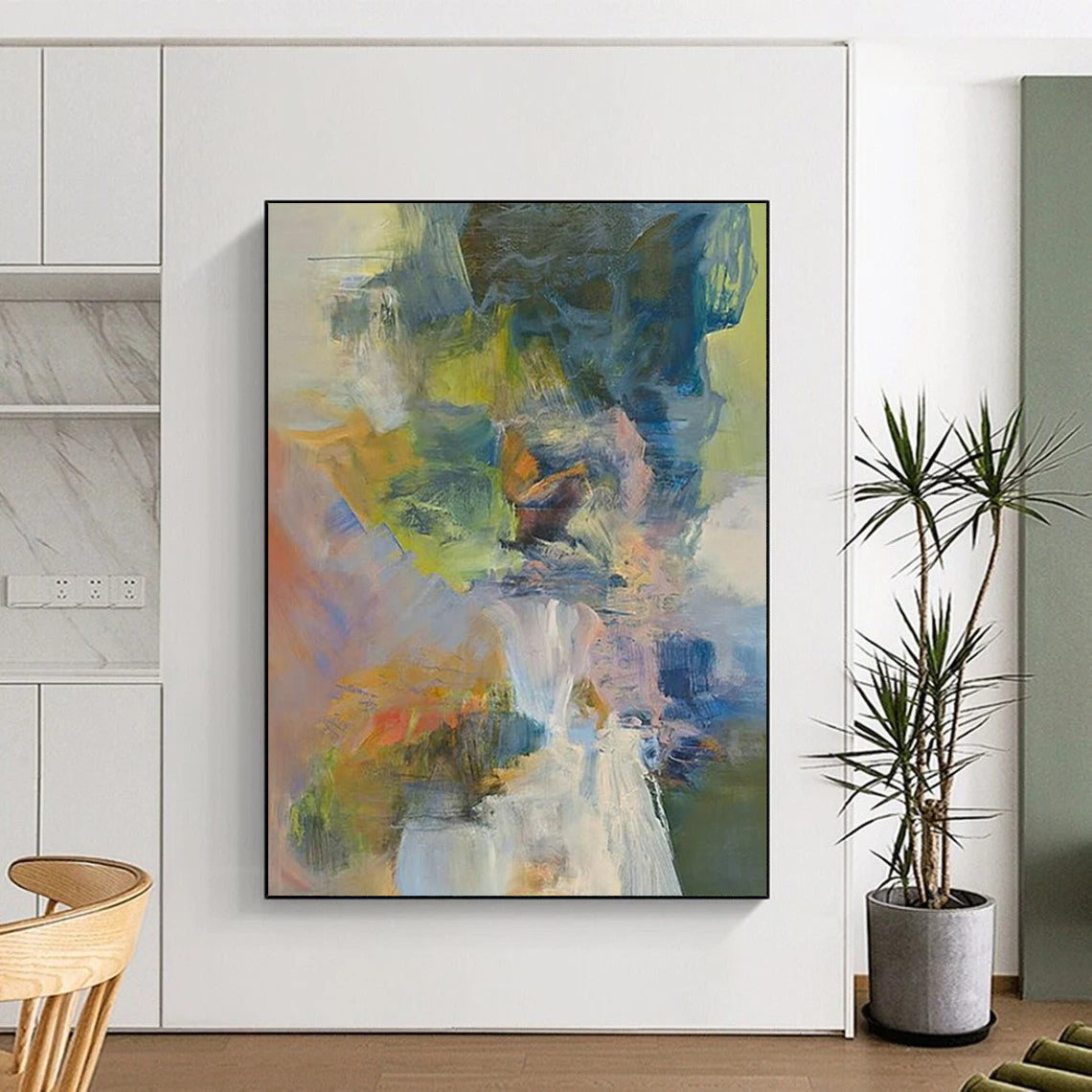 “Colorful Abstract Composition” - Impressionist Abstract Painting On Canvas PT2263