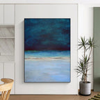 “Gradient Seascape: Deep Blue to Light Blue” - Minimalist Ocean Painting On Canvas PT0938