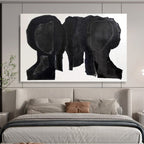 “Black Cut - Out Figures” - Collage Art - Painting On Canvas PT1780