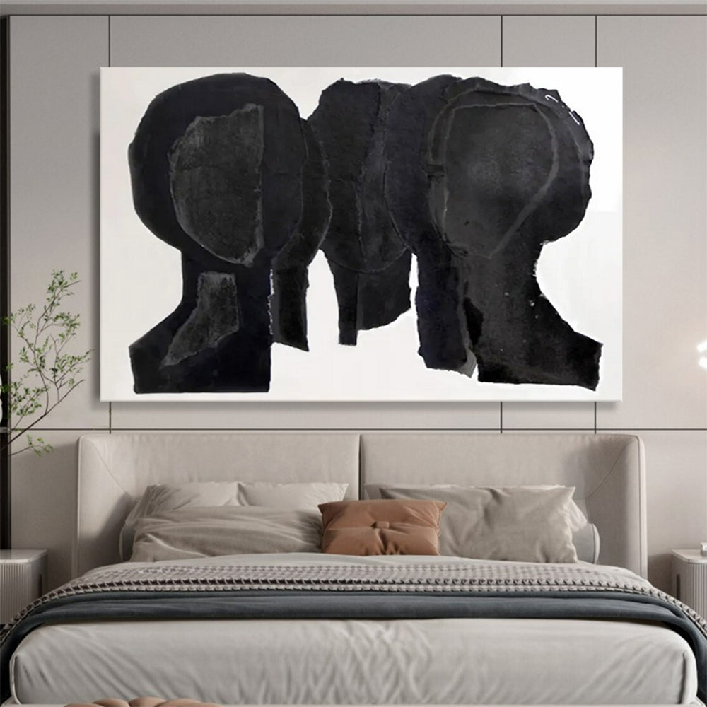 “Black Cut - Out Figures” - Collage Art - Painting On Canvas PT1780