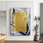 “Grey - Gold Abstract with Bold Brushstrokes” - Modern Abstract Painting On Canvas PS0292